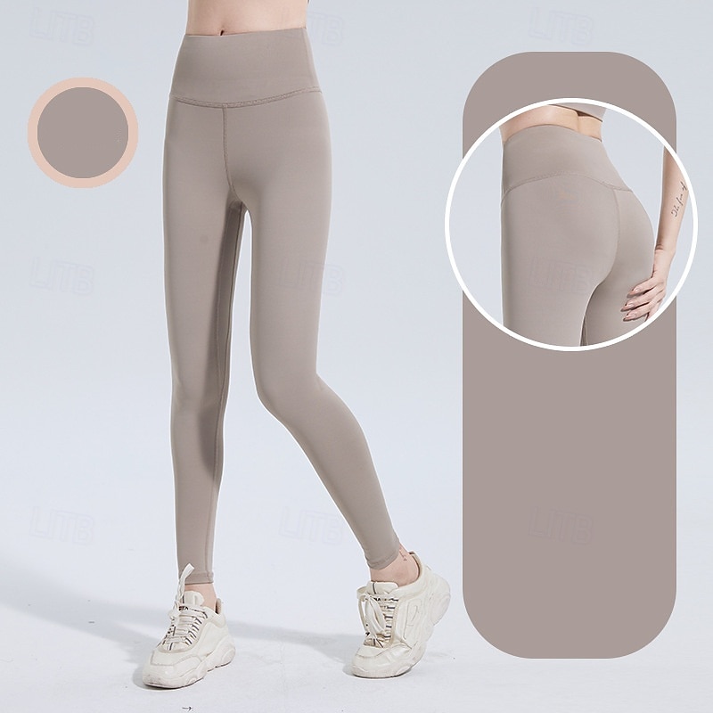 Women's Yoga Pants Yoga Leggings Scrunch Butt Anti-Curling Butt Lift Tummy Control High Waist Pilates Gym Workout Workout Tights Solid Color Black Blue Dusty Blue Spandex Fall Sports Activewear 2025 - $10.49 –P6