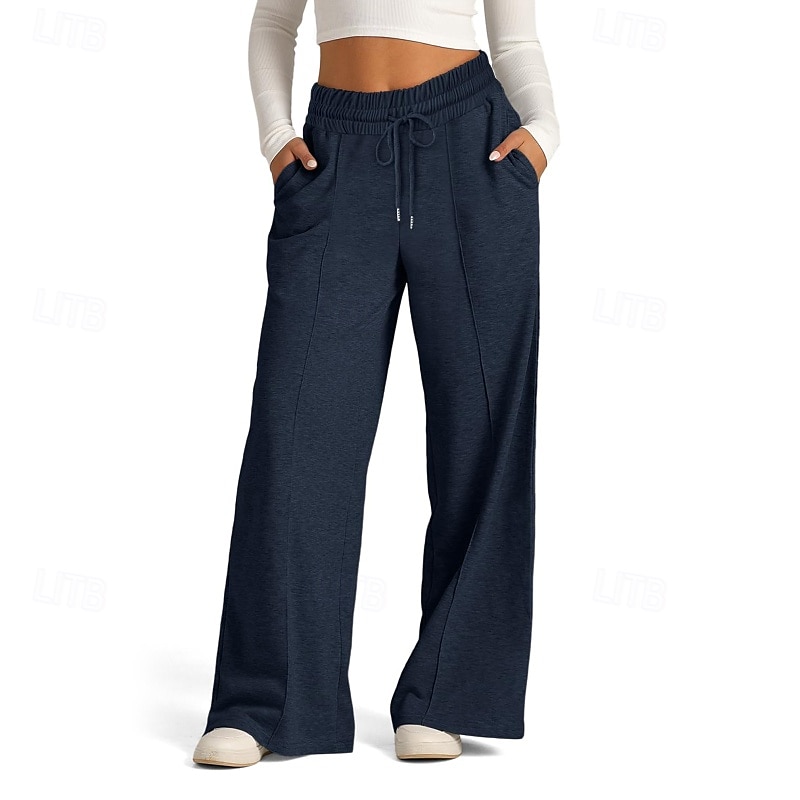 Dam Trosor Byxor Streetwear Ledigt Fullängd Naturlig Slät Ficka Elastisk dragsko-design Bekväm Utomhus Gata Utekväll Magenta Aprikos Mörkbrun Svart Sommar Normal 2025 - $19.99 –P13