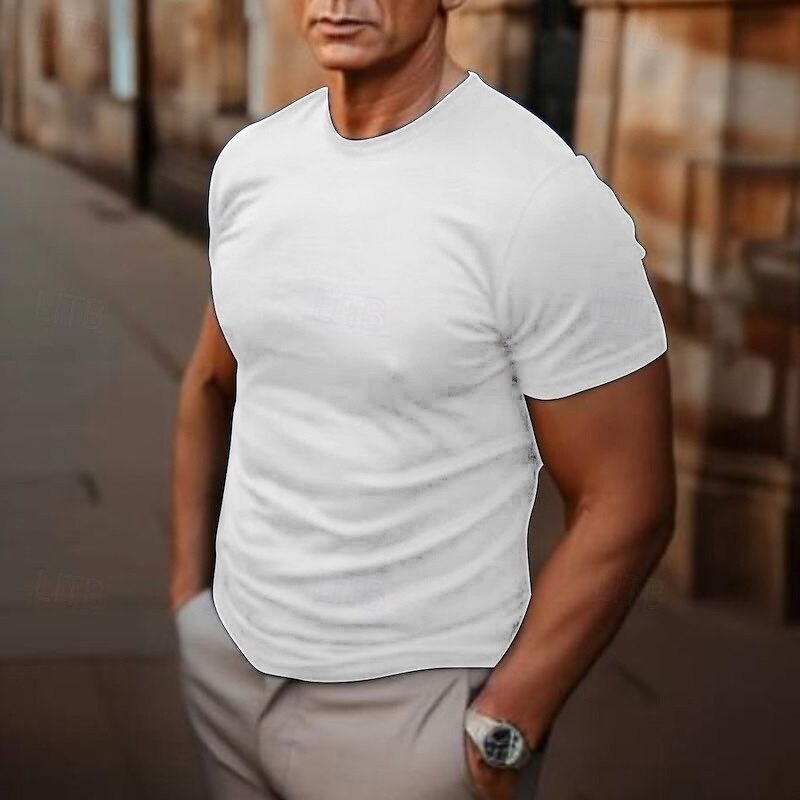 Men's T Shirt Short Sleeve Crew Neck Summer Plain Fashion Designer Basic Classic Vacation Street Going out Black White Dark Green Top Tee for Men 2025 - $15.49 –P1