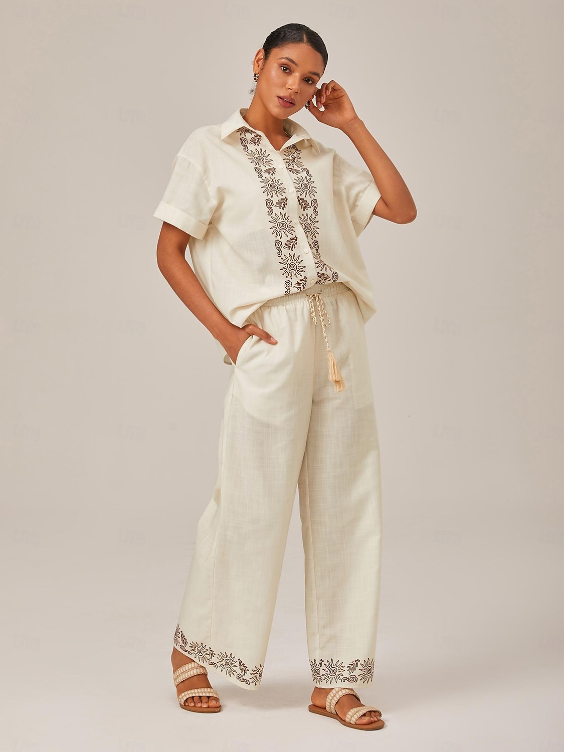 pantalon large imprimé lin de 2025 ? $15.99 –P5