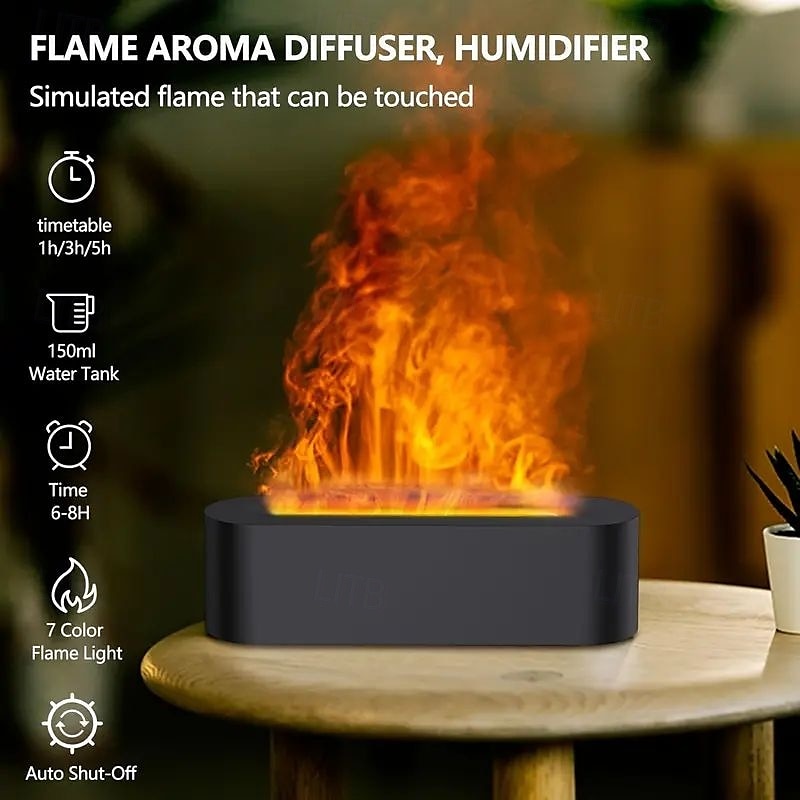 Flame Diffuser, Upgrade 7-Color Lights Essential Oil Diffuser LED Colorful Atmosphere USB Powered suitable for Home Bedroom Office Decoration 2025 - $48.99 –P6