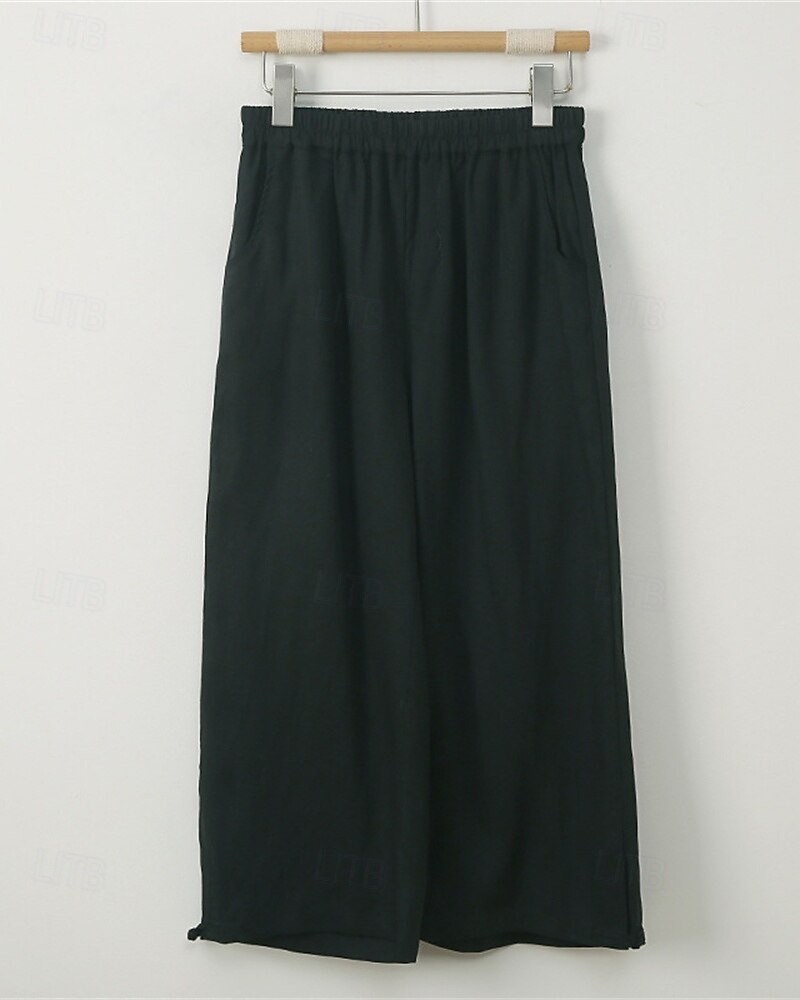 Per donna Gamba larga Pantaloni in cotone e lino Pantaloni Vacanza Moda Lunghezza alla caviglia Misura del girovita medio Semplice Elastico in vita Traspirante Confortevole Micro-elastico Streetwear del 2025 a $47.99 –P14