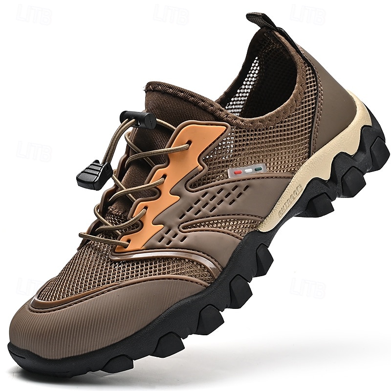 Herren Sneaker Upstream-Schuhe Canyoning Lässig Outdoor PU Leder Netz Atmungsaktiv Bequem Rutschfest Schnürung Schwarz Braun Khaki Sommer Frühling 2025 - $42.99 –P1