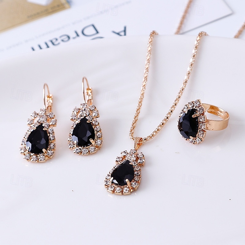 Conjunto de joias para presente para mulheres, colar elegante, brincos, anel em caixa de presente, presente perfeito para mãe, esposa, namorada, dia das mães, dia dos namorados, natal, aniversário de 2025 por $12.99 –P3