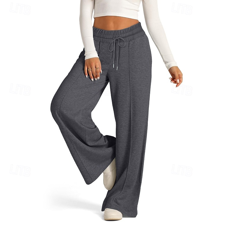 Dam Trosor Byxor Streetwear Ledigt Fullängd Naturlig Slät Ficka Elastisk dragsko-design Bekväm Utomhus Gata Utekväll Magenta Aprikos Mörkbrun Svart Sommar Normal 2025 - $19.99 –P4