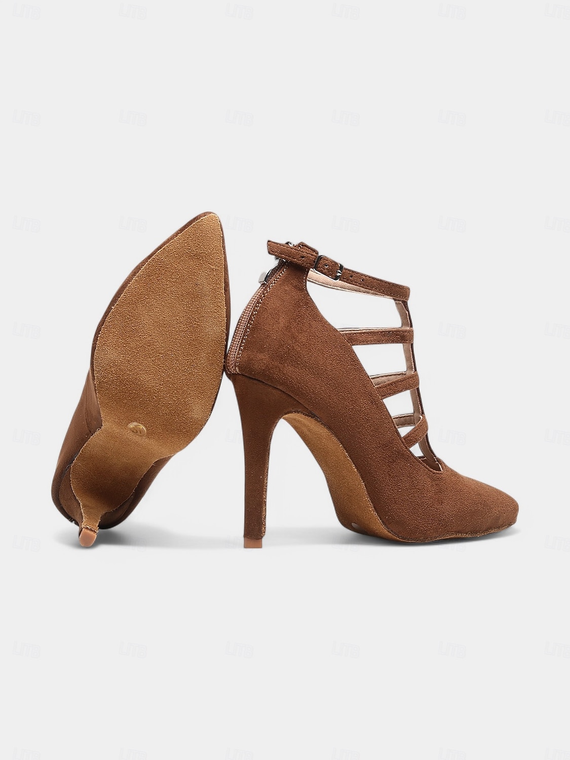 Brown Suede Strappy High Heel Dance Shoes for Women – Elegant Closed Toe Latin Ballroom Practice Pumps 2025 - $64.99 –P2