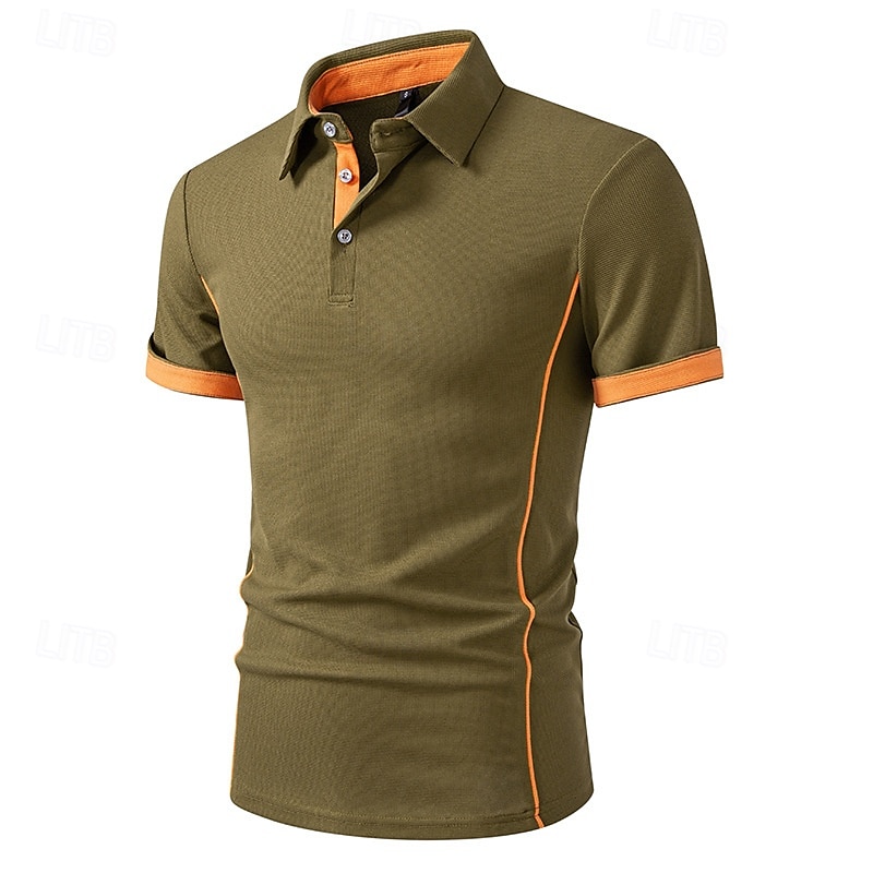 Per uomo Magliette Polo a Nido d'Ape Maglia da golf Lavoro Casuale Bavero Manica Corta Essenziale Moderno Blocco di colori Patchwork Bottoni Estate Vestibilità regolare Nero Bianco Blu marino Verde del 2025 a $18.99 –P18