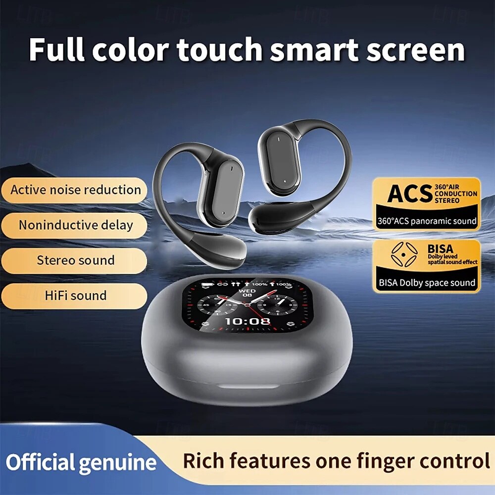 Q18 Ear Hanging Full Color Touch Screen Noise Reduction Bluetooth Earphones Multi functional Touch Screen OWS Ear Hanging 2025 - $27.99 –P1
