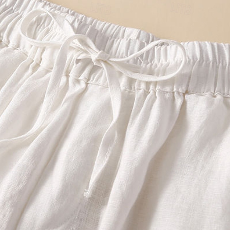 Femmes Short en coton et lin Shorts Slacks Occasionnel Court Naturel Uni Avec Poches Conception à cordon élastique Confortable Extérieur Sortir Noir Gingembre Vert Amande Été Coupe régulière de 2025 ? $14.99 –P11