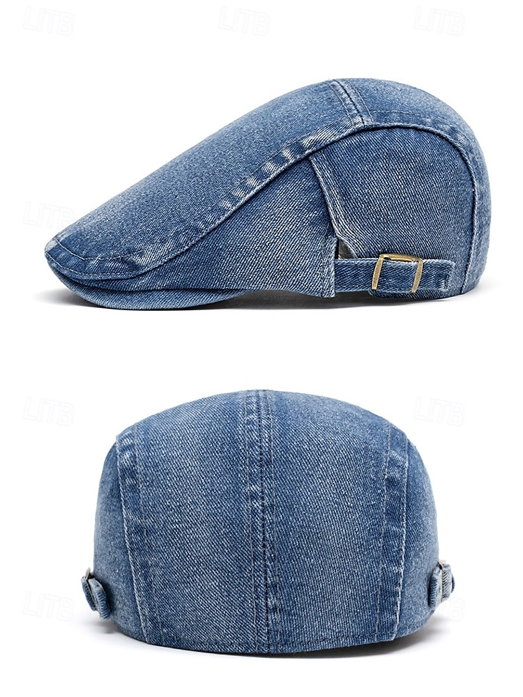 berretto piatto in denim da donna con vestibilità regolabile, stile casual per primavera ed estate, perfetto per attività all'aperto, uso quotidiano e viaggi del 2025 a $14.99 –P6
