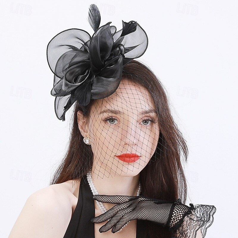 Tocados Plumas Boda Fiesta de Noche Elegante Boda Con Pluma Celada Sombreros 2025 - $17.49 –P7