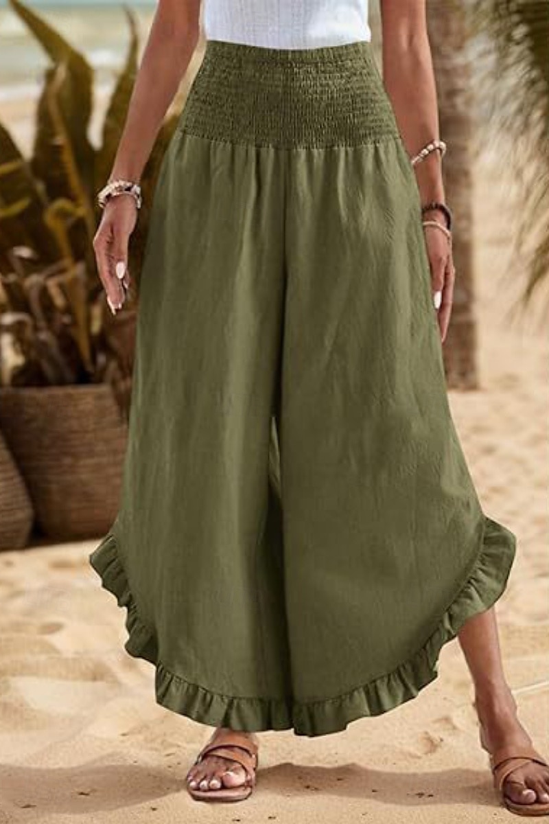 Per donna Pantaloni in cotone e lino Pantaloni Eleganti Moda Streetwear Lunghezza intera Naturale Semplice Volant Elastico in vita All'aperto Confortevole All'aperto Vacanza Uscire Rosso arancione del 2025 a $29.99 –P16