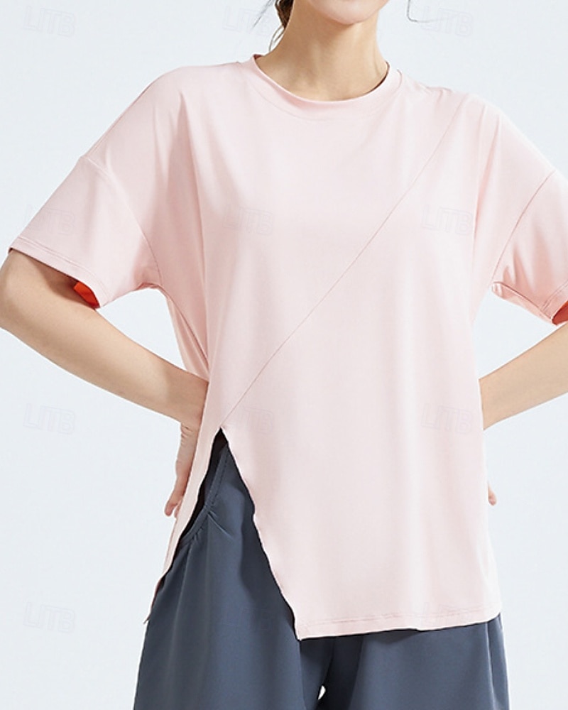 US Open Women's Tops Sport Shirt Tennis Shirt Short Sleeve Split Side Split Tennis Golf Pickleball Crew Neck Solid Colored Top Black White Pink Tennis Clothing 2025 - $13.99 –P2