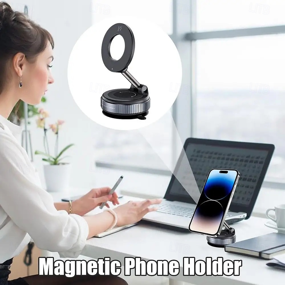 opvouwbare magnetische autotelefoonhouder, verwijderbare, waterdichte universele standaard voor dashboard en bureau in zwart of wit 2025 - $17.99 –P8