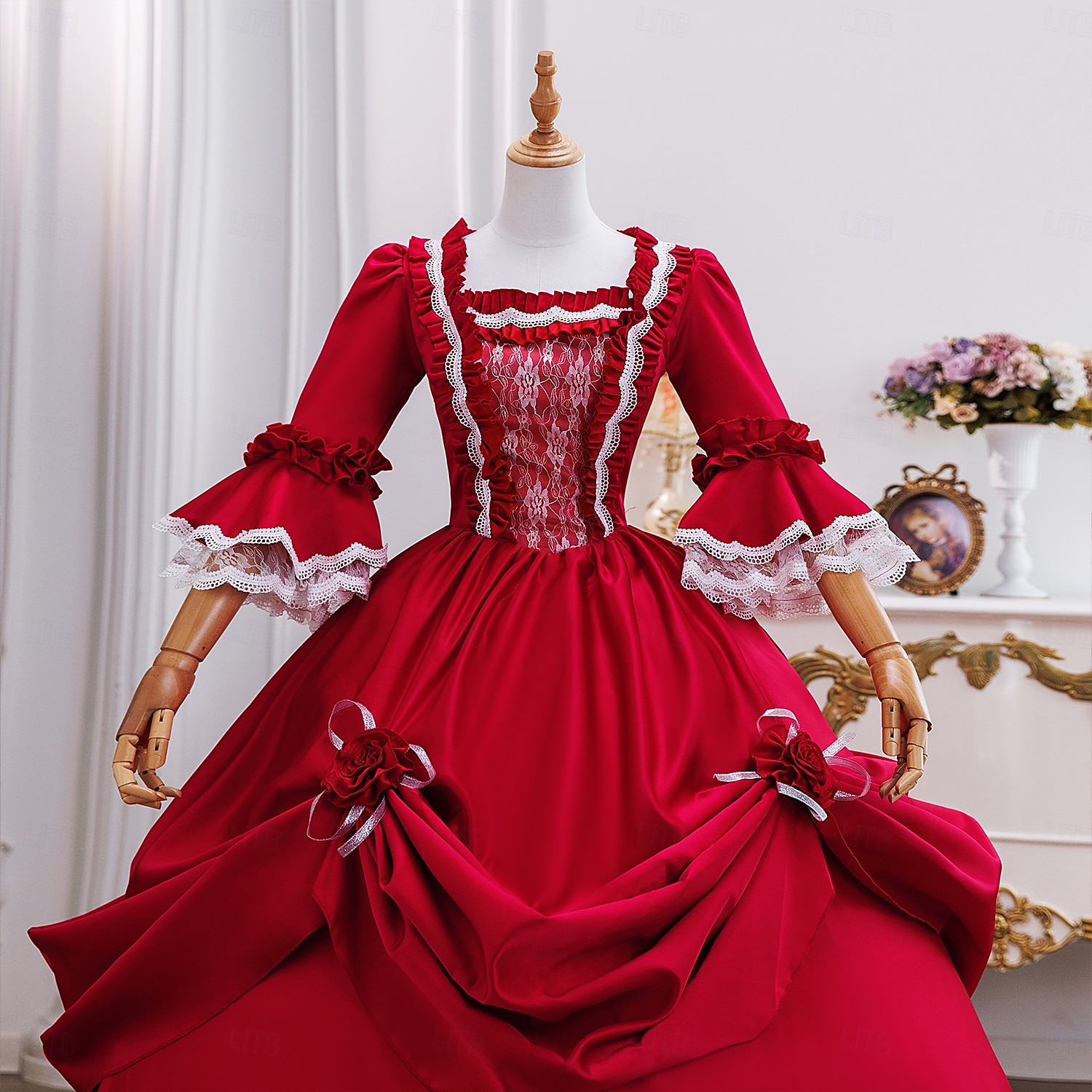 Vintage Rokoko Renässans Maxi Klänningar Vanligt Juliet ärm Prinsessa Brud Plisserad Med volanger Prinsessa Rund hals Dam Halloween Karnival Maskerad Prestanda Fest Halloween Vuxen Alla årstider 2025 - $237.59 –P5