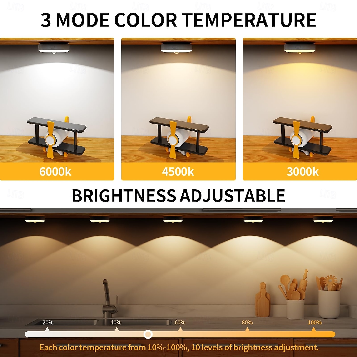 1 st. oplaadbaar inductie nachtlampje driekleurige dimfunctie magnetische afstandsbediening bedieningskast wijnkast garderobe verlichting type-c opladen 2026 - $8.99 –P2