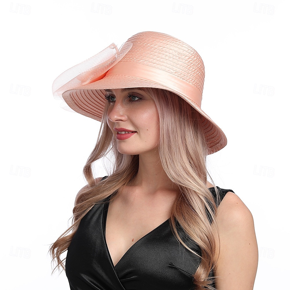 Hatter Organza Solhatt Ferie Te Fest Hesteveddeløp Cocktail Elegant Vintage Søt Med Blomster Hodepryd Hodeplagg 2025 - $31.99 –P12