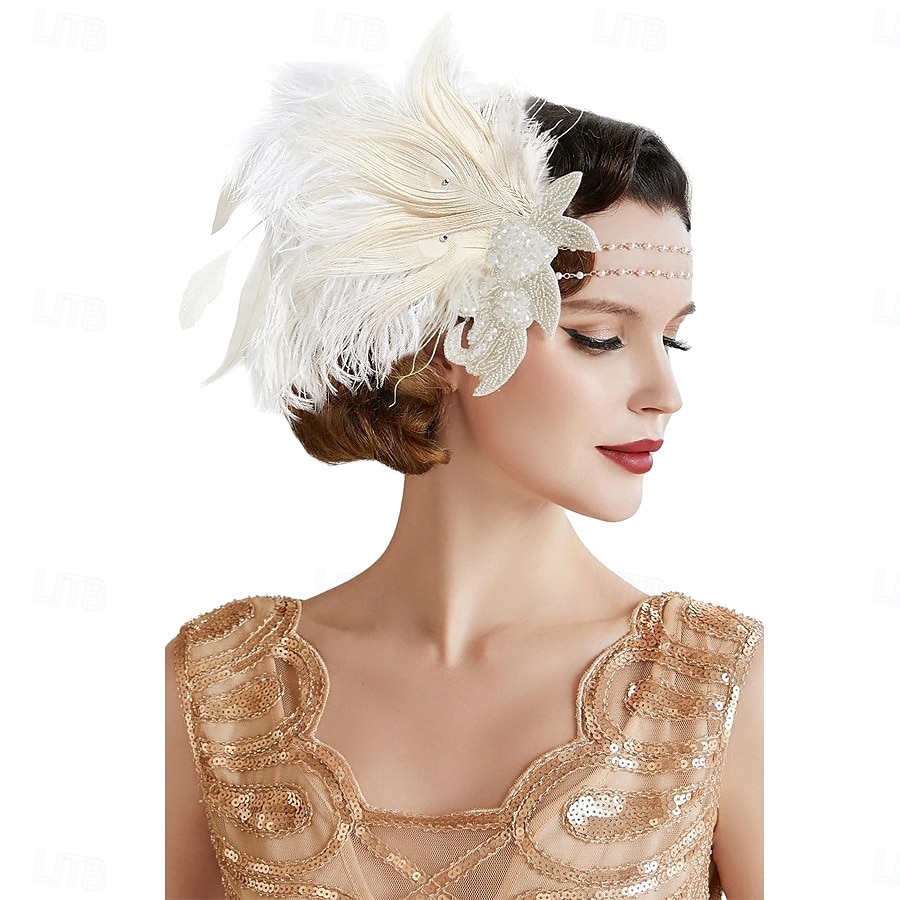 A nagy Gatsby Flapper fejpánt Gyöngyös karkötő Fülbevaló A nagy Gatsby Toll Retro Csillogó glitter Női Kelta Farsang Valentin nap Álarcos mulatság Party estélyi viselet Álarcos mulatság Fesztivál 2025 - $23.99 –P2