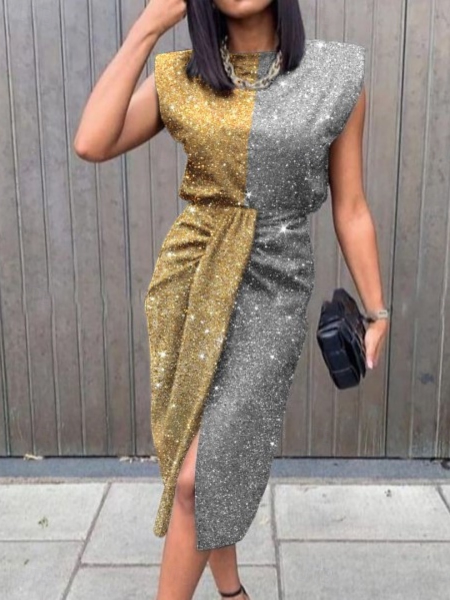 Women's Maxi Dress Wrap Dress Bodycon Dress Work Dresses Semi Formal Office Regular Fit Ombre Graphic Butterfly Sleeveless Crew Neck Black Gold Gray Summer 2025 - $29.99 –P2