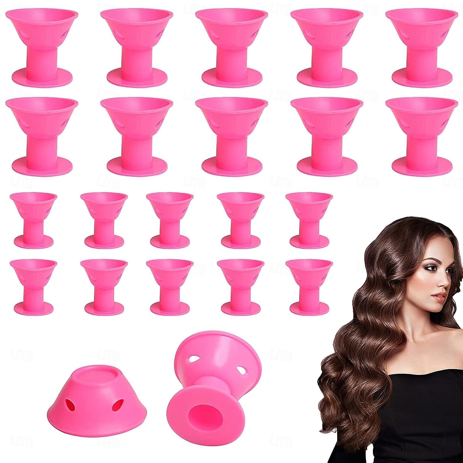 20/30 stk magiske silikonhårruller, overnight curlers med hårnett, ingen varme curlers for gjør-det-selv-hårstyling 2025 - $9.49 –P1