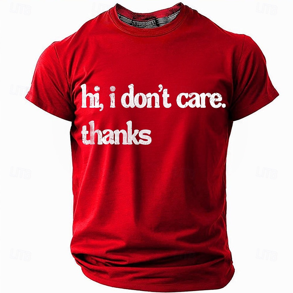Men's Sarcastic "Hi I Don't Care Thanks" Graphic T-Shirt | Funny Short Sleeve Casual Lifestyle Tee 2026 - $19.49 –P1