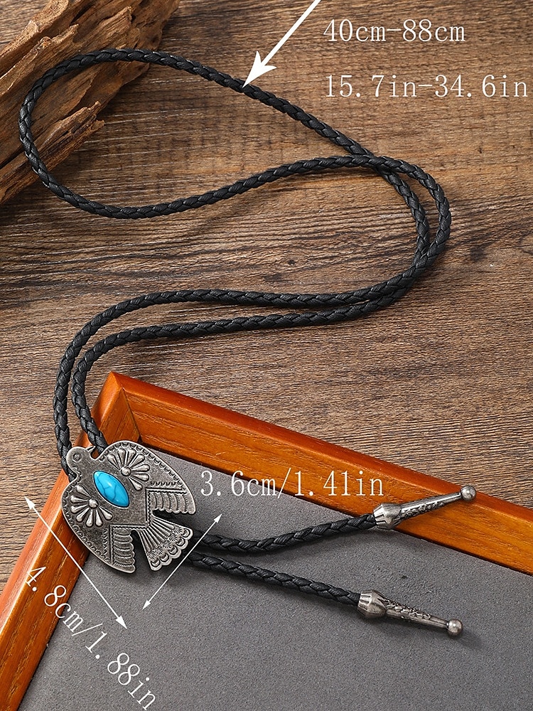 Men's Western Cowboy Bolo Tie with Turquoise Inlay, Vintage Design - Adjustable Leather Cord, Cowboy Fashion Accessory for Casual and Formal Occasions 2025 - $11.99 –P12