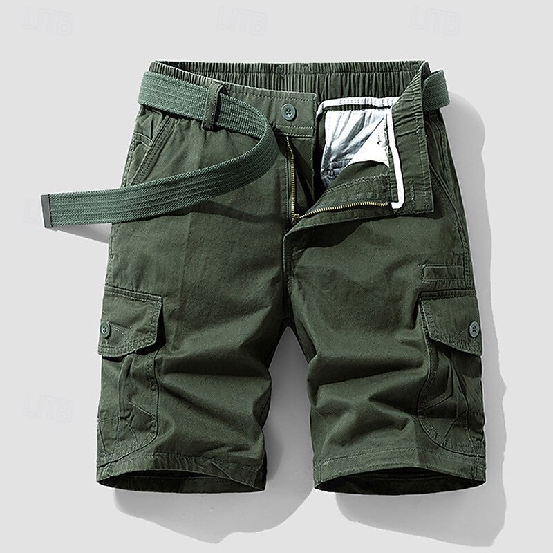 Homens Bermuda Cargo Calção Shorts de verão Cintura elástica Bolso multi Bolso com aba Tecido Conforto Vestível Comprimento do joelho Ao ar livre Esporte Diário Moda Casual Preto Azul de 2025 por $30.99 –P11