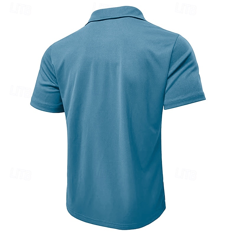 Men's Golf Shirt Golf Polos Shirts Work Casual Lapel Short Sleeve Basic Modern Plain Patchwork Buttons Summer Regular Fit Blue Sky Blue Army Green Golf Shirt 2025 - $23.99 –P11