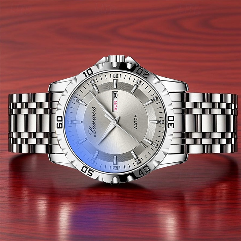 Montre à Quartz à la Mode pour Hommes avec Cadran Rond Simple Double Calendrier Lumineuse Étanche Montre à Bracelet en Acier Cadeau Préféré pour Montres d'Affaires de 2025 ? $31.99 –P8