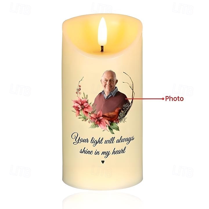 εξατομικευμένο αναμνηστικό κερί led προσαρμοσμένα δώρα συμπάθειας για την απώλεια αγαπημένων προσώπων, κομψό φως ανάμνησης για τη διακόσμηση του υπνοδωματίου του σπιτιού, φόρο τιμής σε αγαπημένα πρόσωπα που πέρασαν 2025 - $15.99 –P4