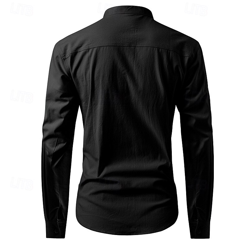 Herren Hemd Leinenhemd Freizeithemd Knopfhemd Baumwollhemd Einfach Urlaub Hawaiianisch Schwarz Weiß Dunkelgrün Leicht Blau Langarm Opa Frühling Herbst Bekleidung Tasche 2025 - $34.99 –P6