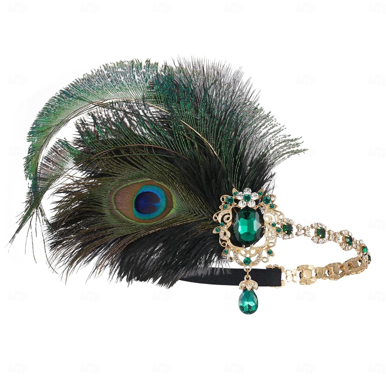 1920-tallet Den store Gatsby Flapperpannebånd i 1920-stil Den store Gatsby Fjær Kontor / Bedrift Glitrende glitter Krystall / Rhinstein Kostyme Dame Karneval Valentinsdag Maskerade Festkveldsklær 2025 - $24.99 –P7