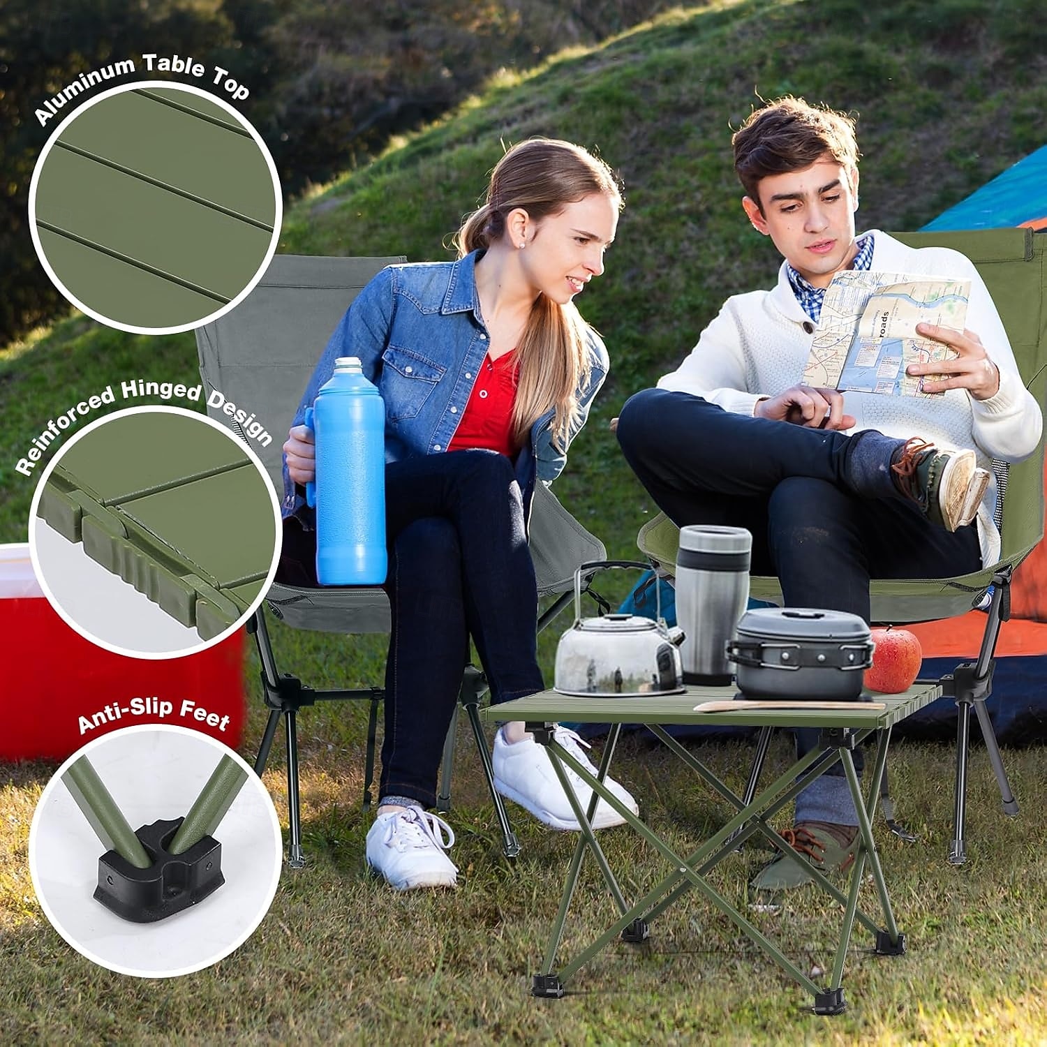 2026年 ポータブルキャンプサイドテーブル、超軽量アルミ折りたたみビーチテーブル、キャリーバッグ付き、屋外調理、ピクニック、キャンプ、ボート、旅行用  コレクション – $40.29 –P5