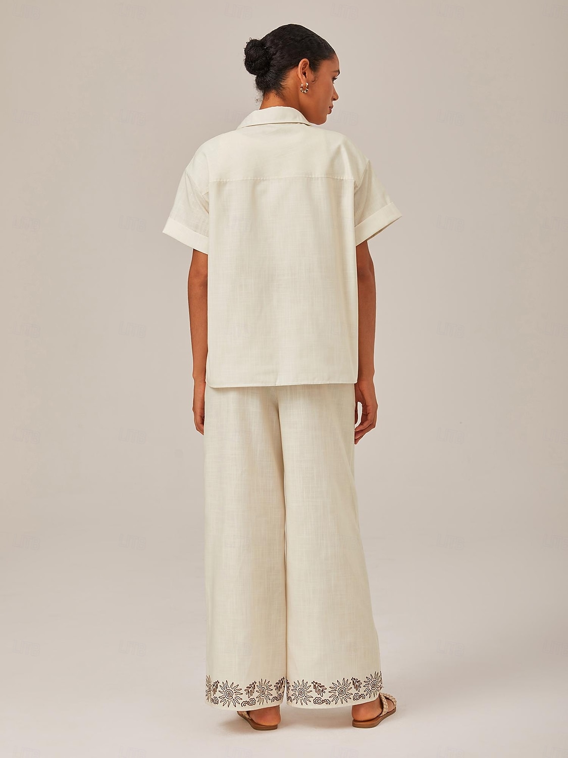 pantalon large imprimé lin de 2025 ? $15.99 –P7