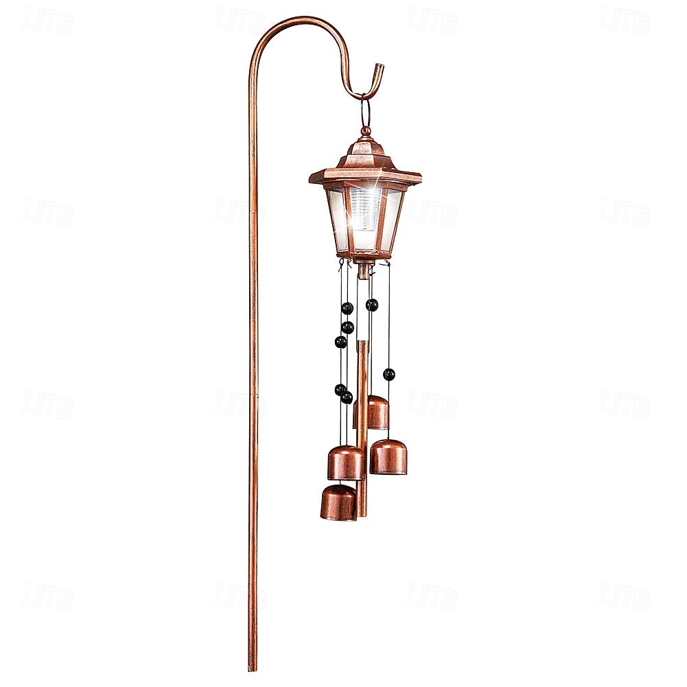 1 db kültéri napelemes szélcsengő függőlámpa pásztorkampóval, udvari kert, park, füves ösvény, tájfény, hangulat dekorációs lámpa 2026 - $35.99 –P2