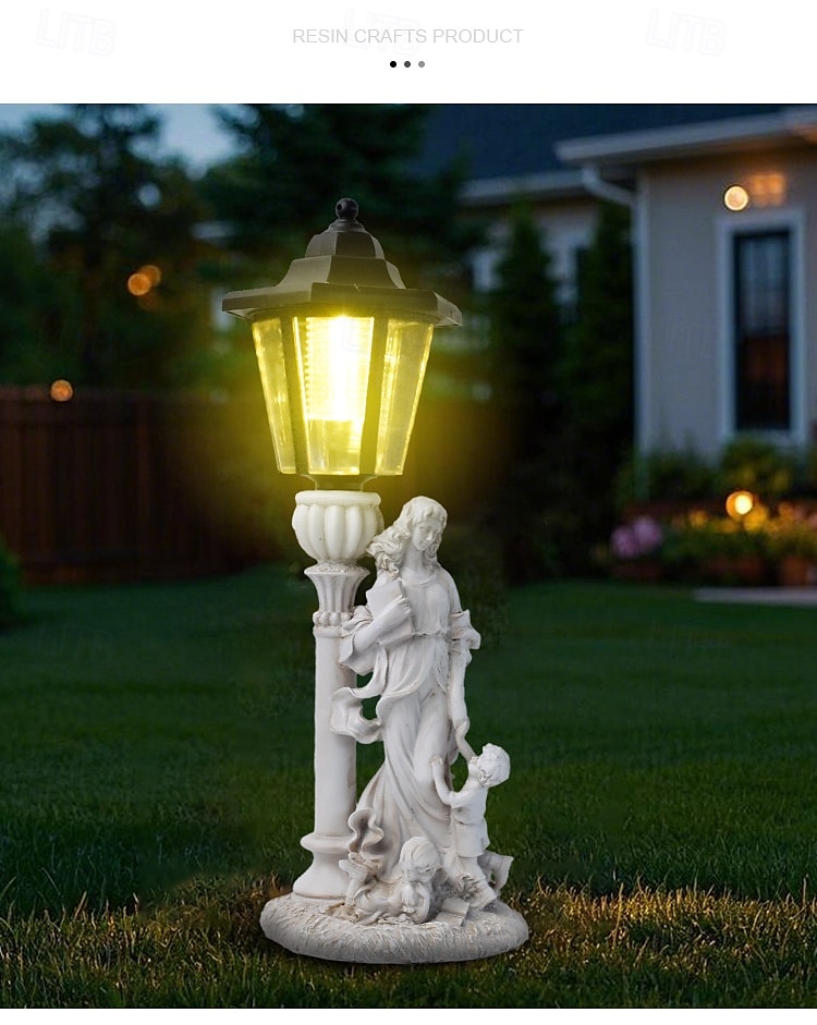 1 pc led outdoor landschaft lichter engel umarmung buch mutter und kind harz anhänger lampe hof garten rasen pfad park landschaft lampe dekorative lampe 2026 - $30.99 –P8