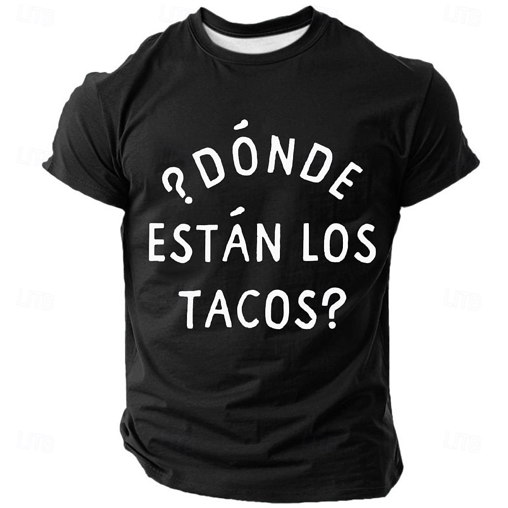 "¿Dónde Están Los Tacos?" חולצת טי גברים מצחיקה - חולצת טי אדומה קצרה 2025 - $17.99 –P3