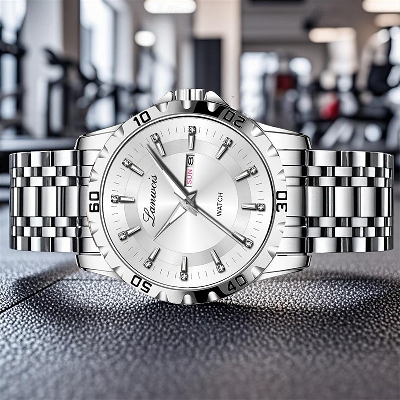 Montre à Quartz à la Mode pour Hommes avec Cadran Rond Simple Double Calendrier Lumineuse Étanche Montre à Bracelet en Acier Cadeau Préféré pour Montres d'Affaires de 2025 ? $31.99 –P9