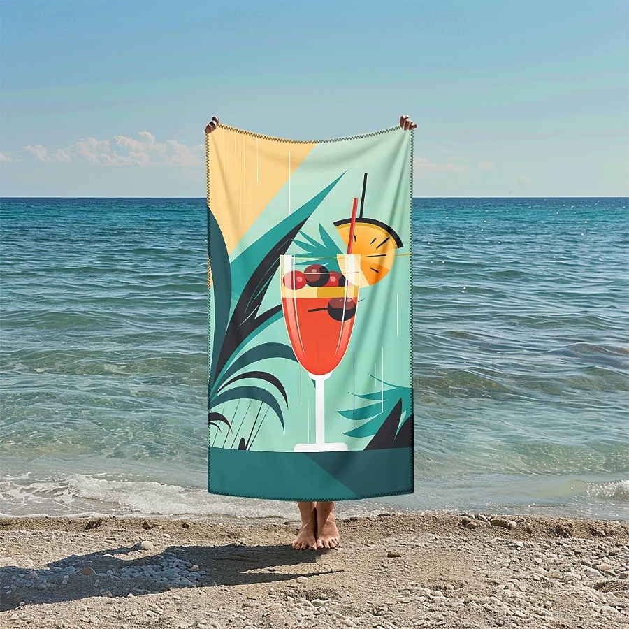 Toalla de playa estampada, manta de playa ligera, de secado rápido y sin arena, ideal para viajes, piscina y uso al aire libre. 2025 - $10.99 –P7