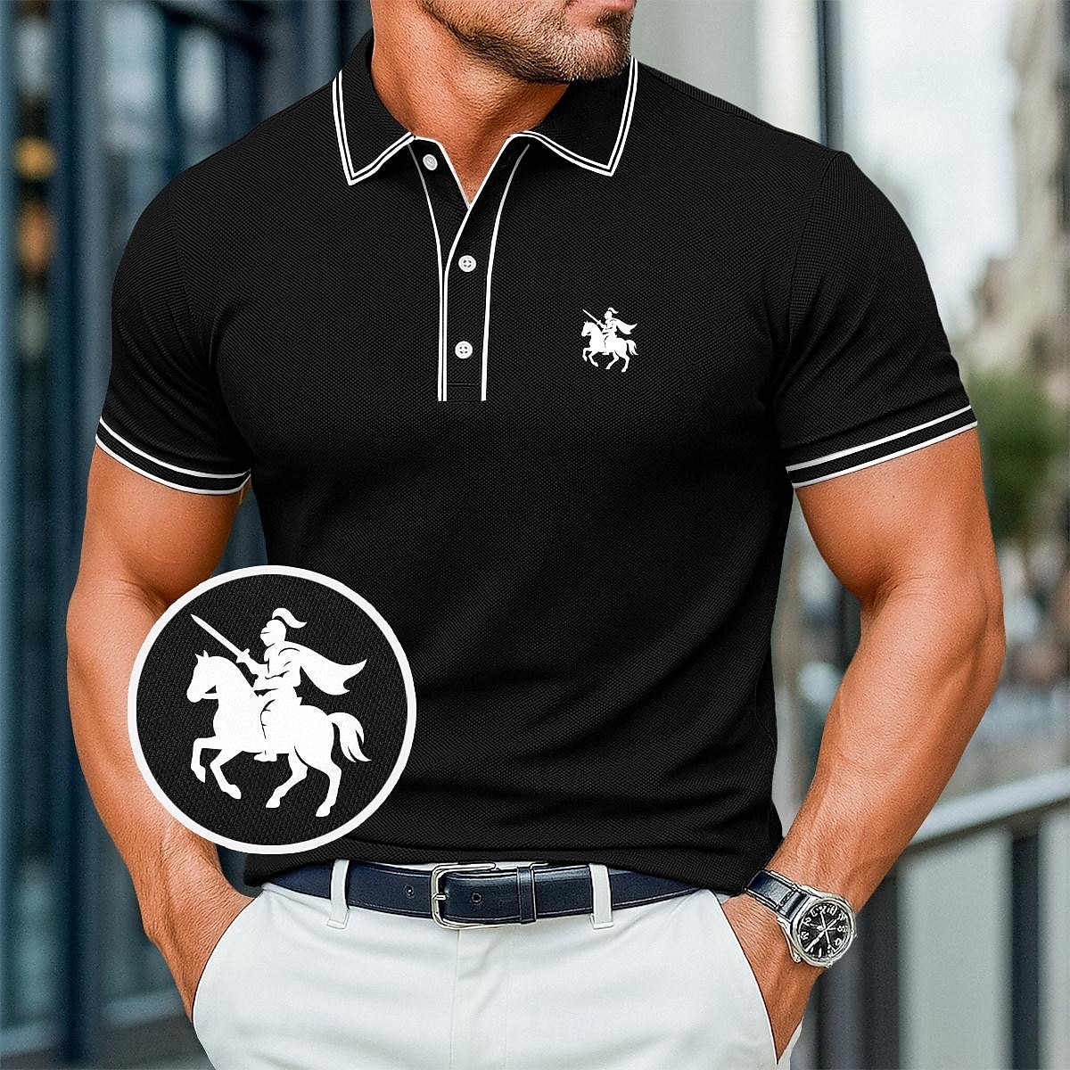 Pánské Bavlněná polokošile Golfové polokošile Práce Obchod Žebrovaný polo límec Klasický Krátký rukáv Základní Moderní Pevná barva Knoflíky Základní Jaro léto Celý rok Běžný Tmavě červená Čern 2025 - $21.99 –P8