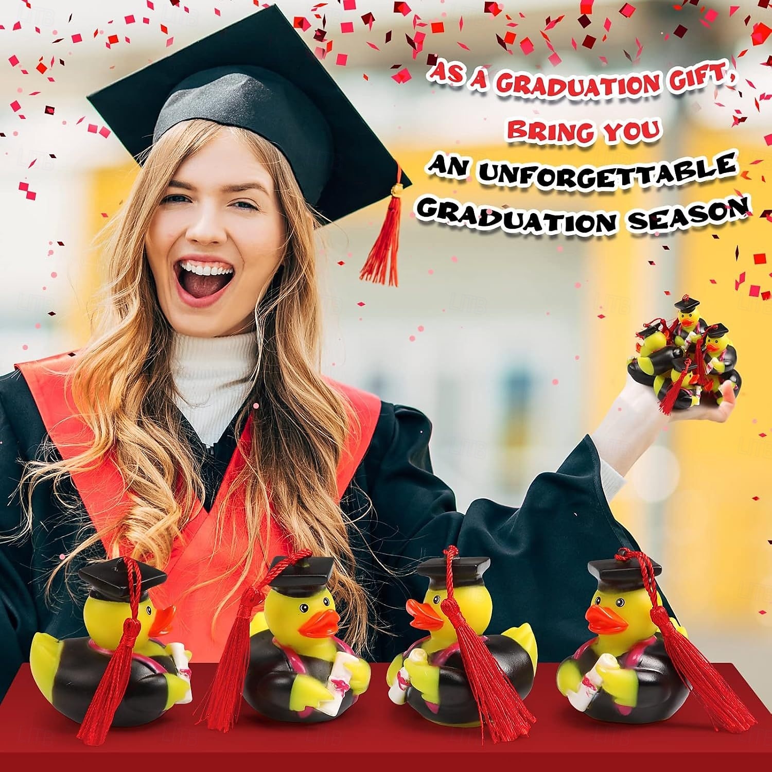 10 peças decoração de painel de carro chapéu de formatura pato de borracha enfeites de carro patos com boné de formatura de 2025 por $22.99 –P1