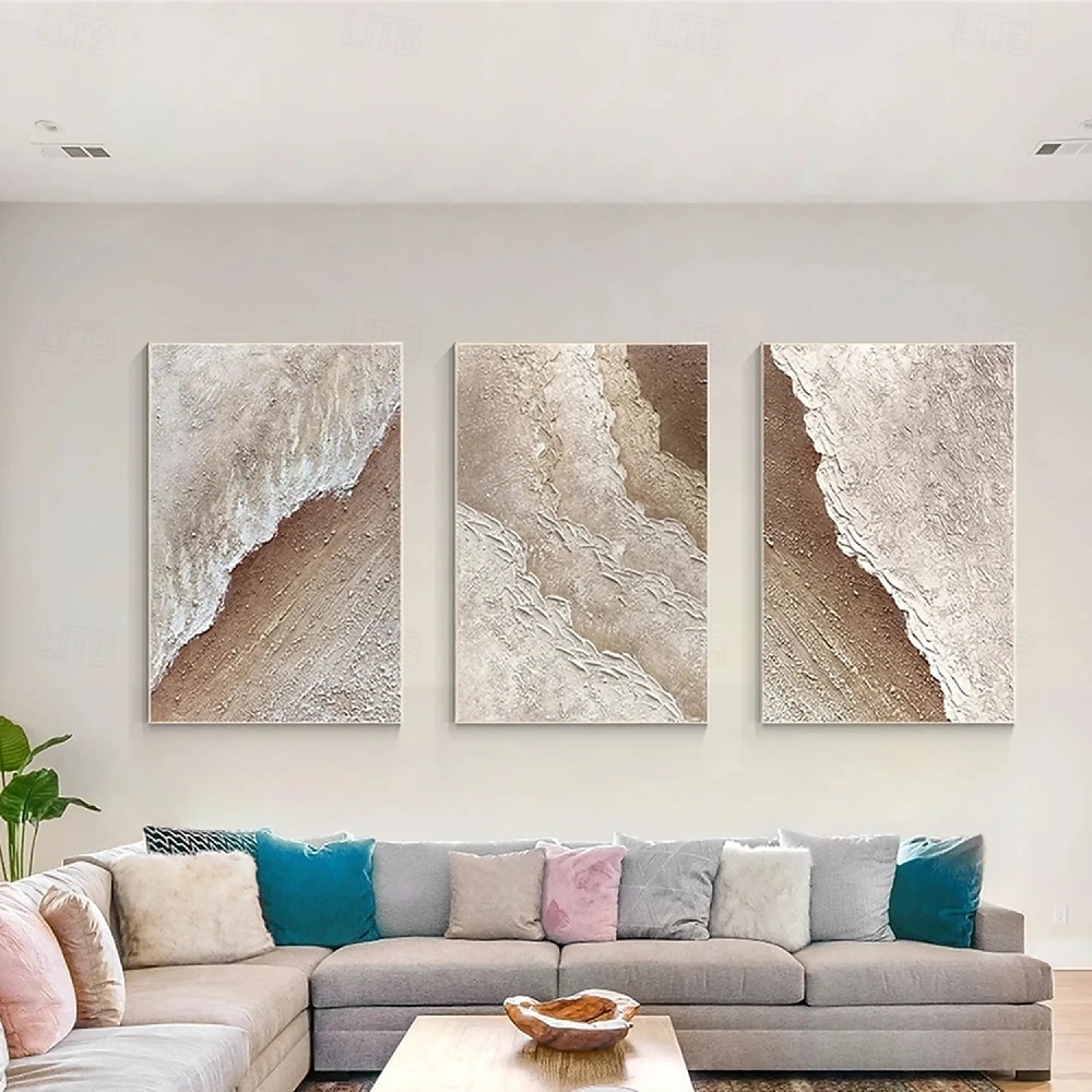 Ölgemälde handgemalt abstrakte Ölgemälde Wandkunst 3er Set beige abstrakte Malerei auf Leinwand beige Textur Gemälde Wandkunst neutrale abstrakte Malerei Wandkunst Wanddekoration 2025 - $85.99 –P1