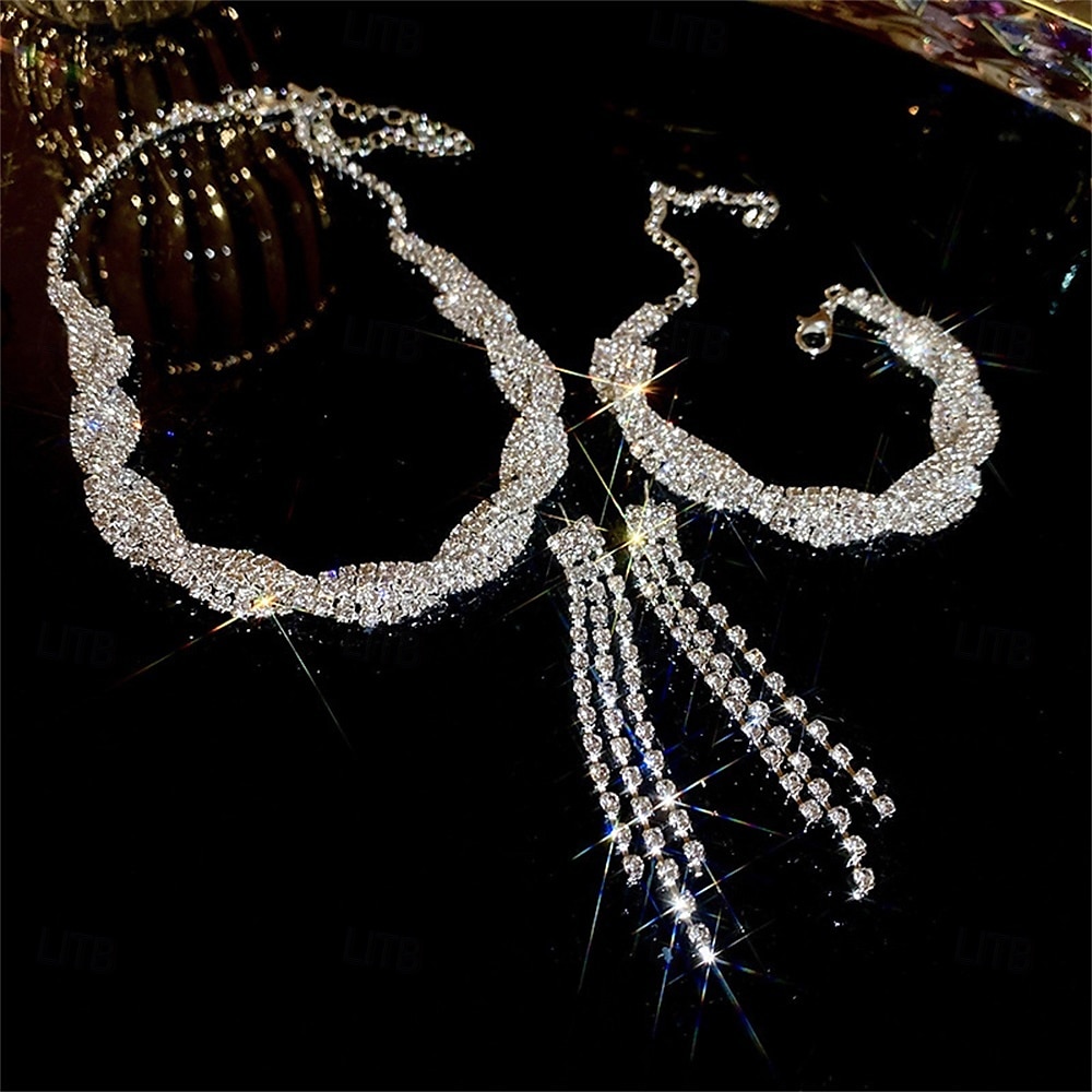 Parure de bijoux 3 Argent Zircon Chrome Argent 1 Collier 1 Bracelet Boucles d'oreilles Femmes Élégant ancien Mode Mignon Le style rétro Classique Géométrique Parure de Bijoux Pour Mariage Soirée de 2025 ? $21.99 –P8