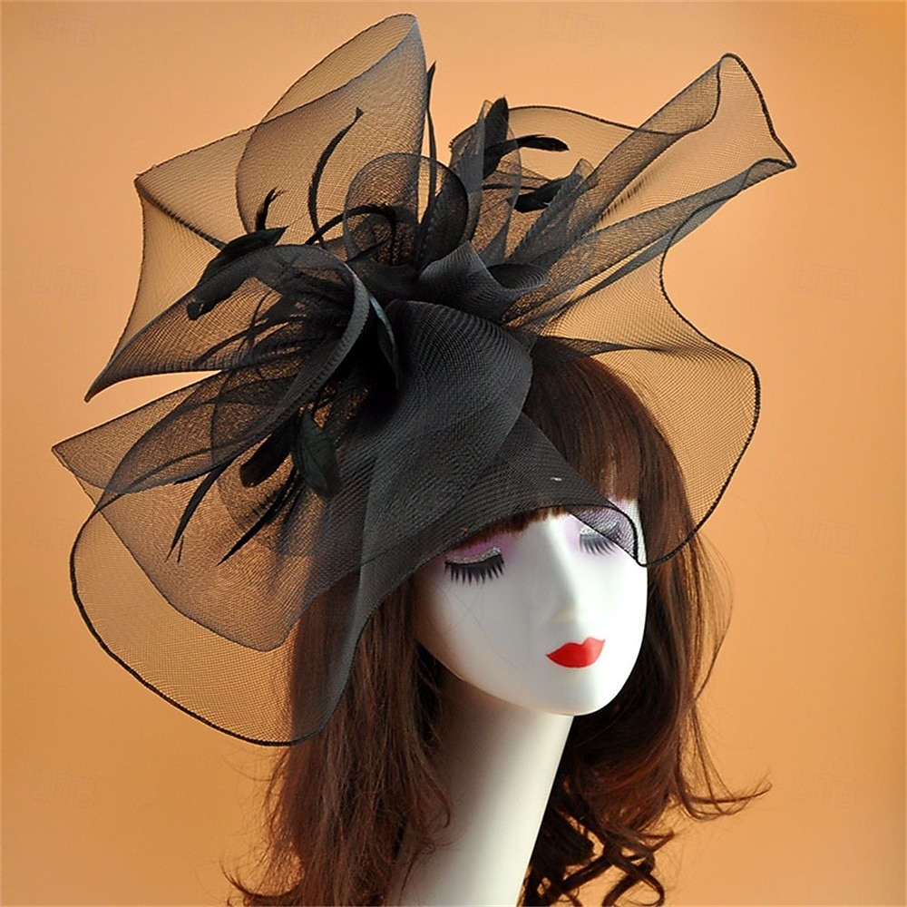 Coiffe Tulle Chapeau Fedora Mariage Anniversaire Soirée Fête du thé Course de Chevaux Élégant ancien Mignon Avec Plume Casque Couvre-chef de 2025 ? $19.99 –P2