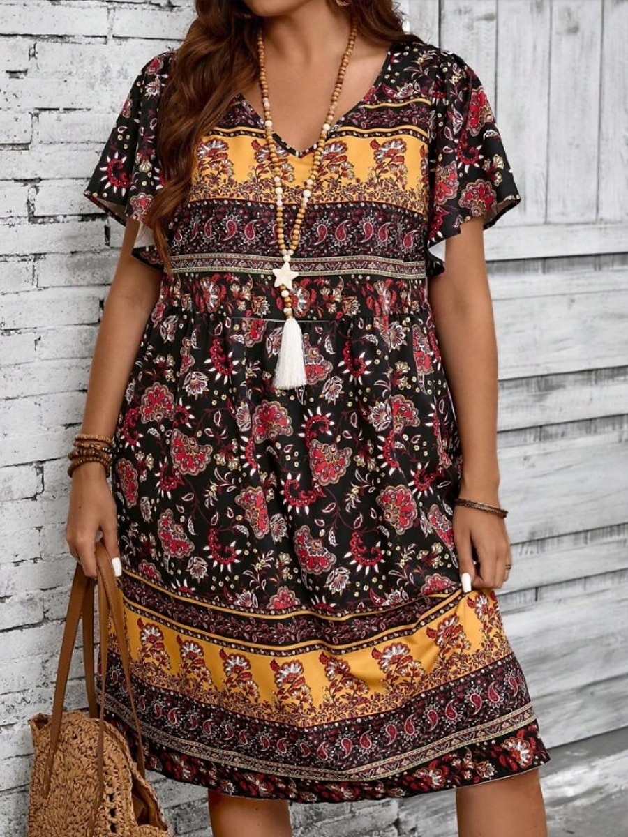 Women's Mini Dress Casual Dress Floral Dress Summer Dress Boho Dress Fashion Modern Daily Beach Weekend Regular Fit Floral Short Sleeve V Neck Black White Royal Blue Blue Summer 2025 - $17.99 –P4