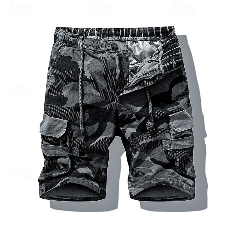 Herren Cargo-Shorts Shorts mit Camouflage-Muster Shorts Sommershorts Kordelzug Elastischer Bund Mehrere Taschen Tarnung Komfort tragbar Knielang Outdoor Sport Täglich Mode Lässig Tarnung Khaki 2025 - $34.99 –P10
