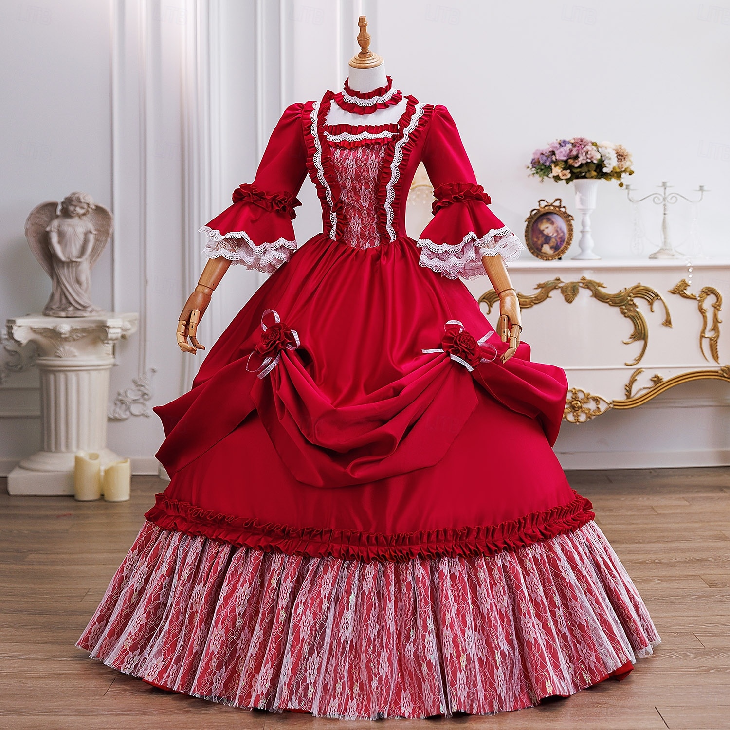 Vintage Rokoko Renässans Maxi Klänningar Vanligt Juliet ärm Prinsessa Brud Plisserad Med volanger Prinsessa Rund hals Dam Halloween Karnival Maskerad Prestanda Fest Halloween Vuxen Alla årstider 2025 - $237.59 –P1