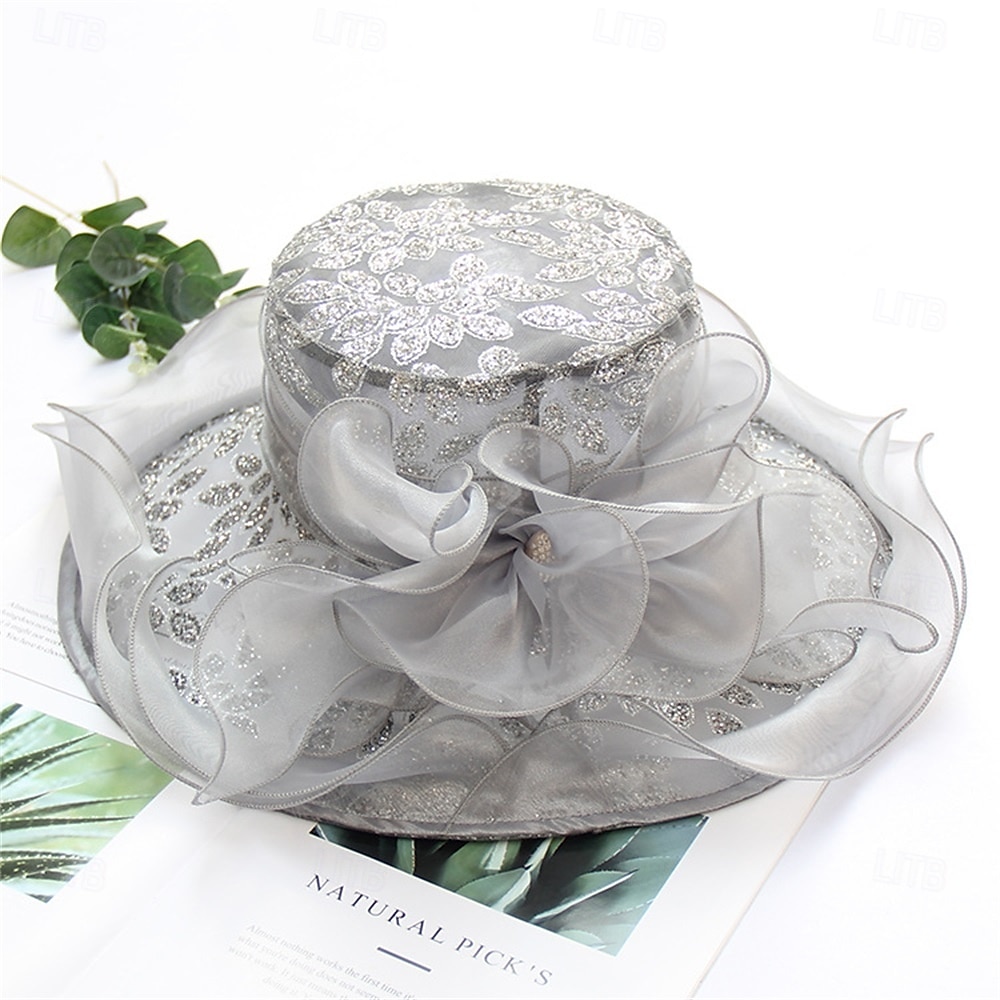 Hats Organza Sun Hat Holiday Tea Party Horse Race Cocktail Elegant Vintage Cute With Floral Headpiece Headwear 2025 - $26.99 –P7