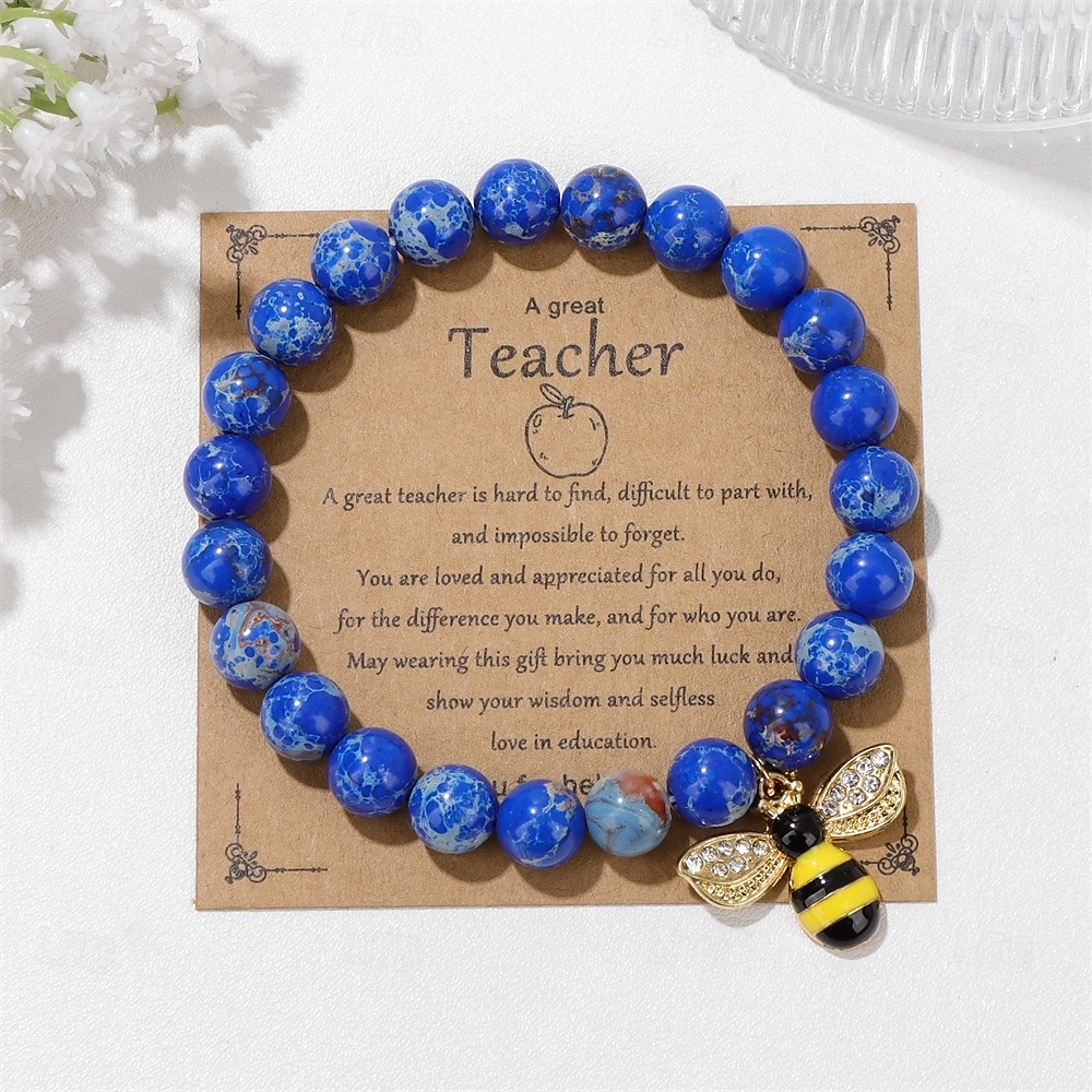 Pulseira de agradecimento ao professor, linda pulseira de argila ploymer feita à mão, amor, ensino, inspiração, carta, pulseira elástica com contas para mulheres, joias de volta às aulas, presente de de 2025 por $12.99 –P2