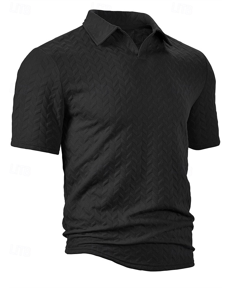 Men's Golf Shirt Golf Polos Shirts Work Casual Lapel Short Sleeve Basic Modern Plain Jacquard Summer Regular Fit Black White Blue Khaki Golf Shirt 2025 - $17.99 –P15